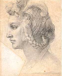 Cuadro de Miguel Angel Buonarotti. Cabeza ideal de mujer