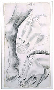 Estudio para el caballo, dibujo de grafito sobre papel.