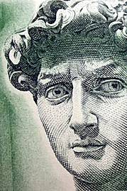 Grabado. Rostro del David de Miguel Angel.