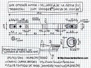Croquis para construir una flauta de madera.