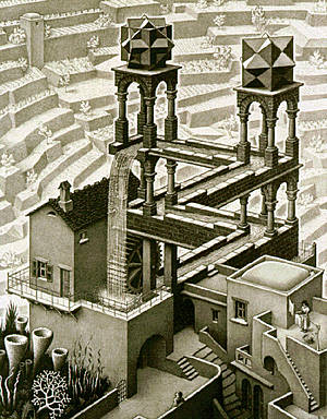 Waterfall. 1961. Litografía de M.C. EScher.