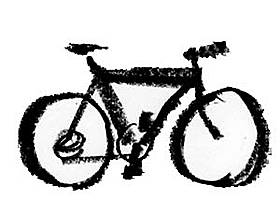 Bicicleta dibujada con línea de cera negra.