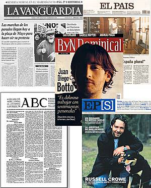 Collage de periódicos y revistas de nuestro país.