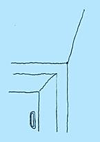 Dibujo a mano alzada de una habitación.
