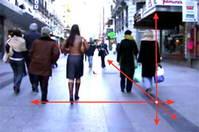 Fotografía de una calle con peatones.