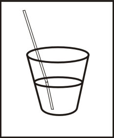 Síntesis de un vaso con pajita.