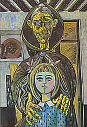 Óleo de Rafael Zabaleta: La vieja y la niña