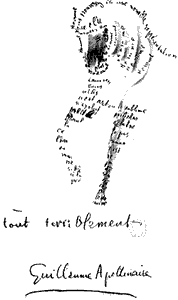 Caligrama de Guillaume Apollinaire, 1918. http://classes.bnf.fr/dossiecr/in-trace.htm
