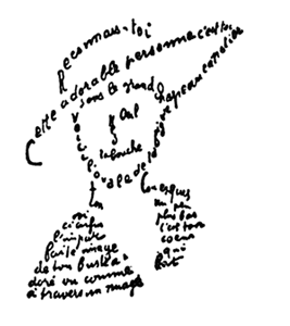 Caligrama de Guillaume Apollinaire, 1915. http://www.thegatesofparadise.com/guillaume_apollinaire.htm