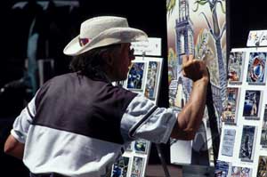 Artista trabajando.