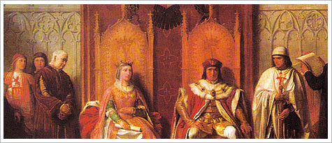 Los Reyes Católicos administrando justicia (1860), Víctor Manzano. Palacio Real de Madrid Los Reyes Católicos administrando justicia (1860), Víctor Manzano. Palacio Real de Madrid
