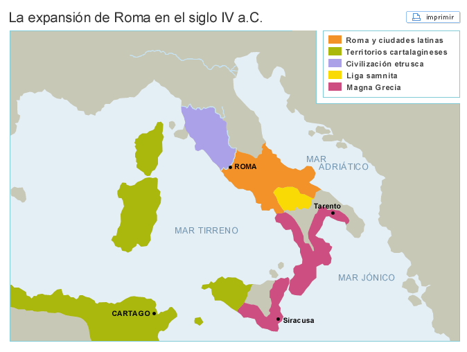 La expansión de Roma en el siglo IV a.C.