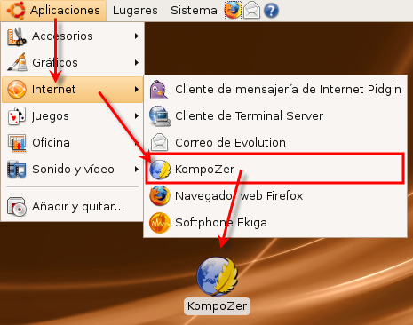 Acceso directo a Kompozer