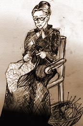 Guillermina tejiendo